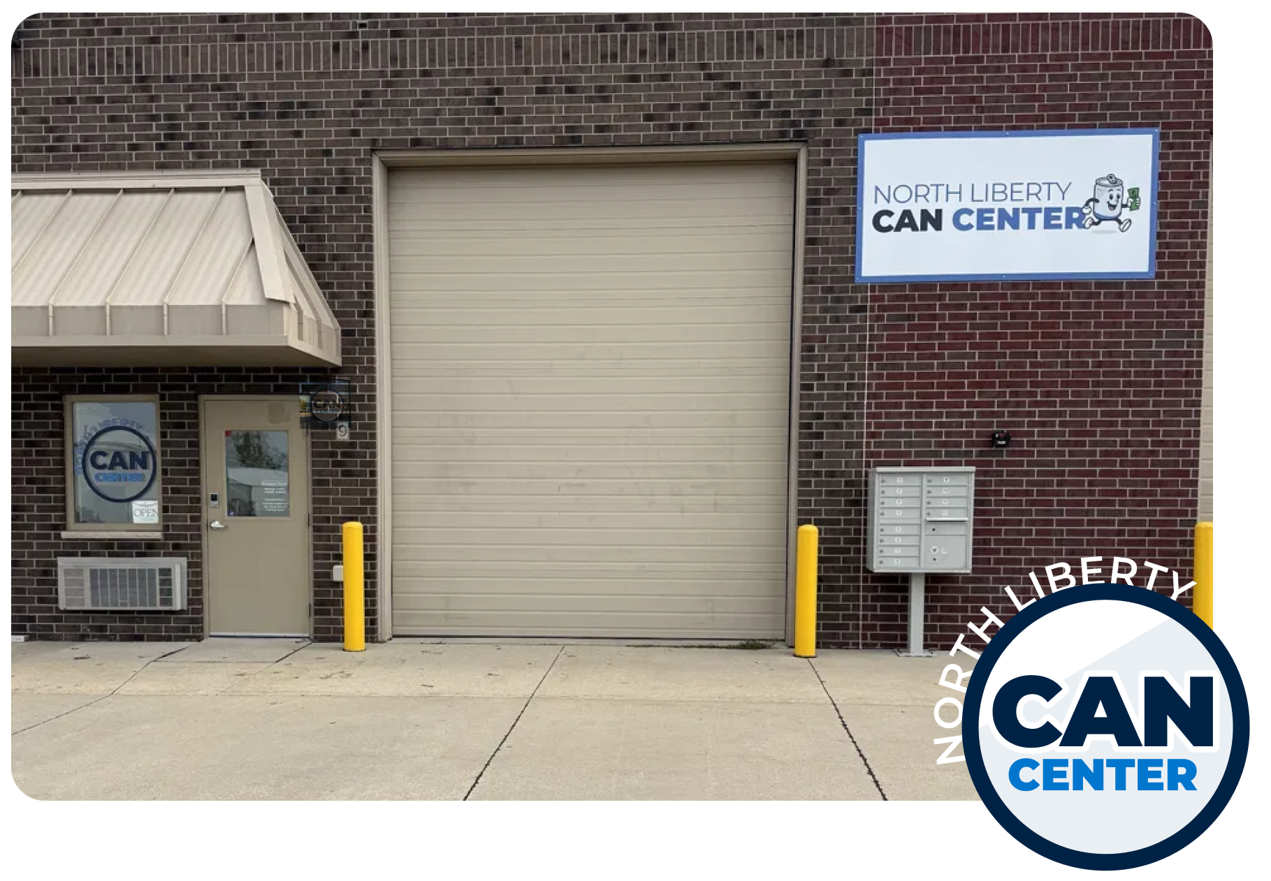 North Liberty Can Center building storefront at 760 Nathan Ave